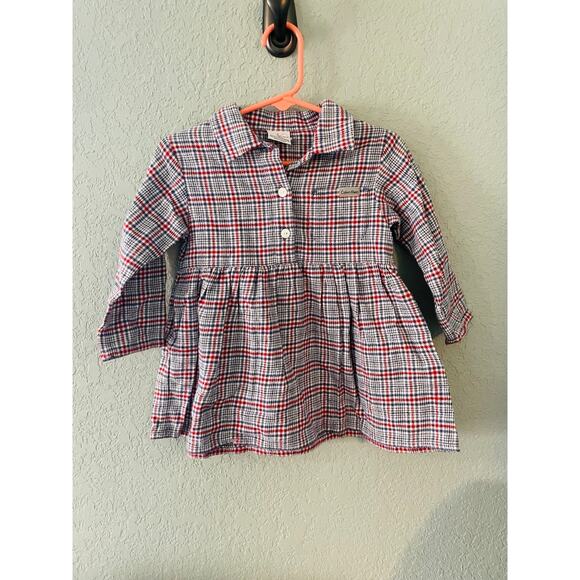 Calvin Klein Girl's 18 Months Vintage Dress Red Blue Plaid - Picture 1 of 4
